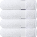 100% Ring-Spun Cotton White Bath Towels Set of 4 (27x54 in) - Plush