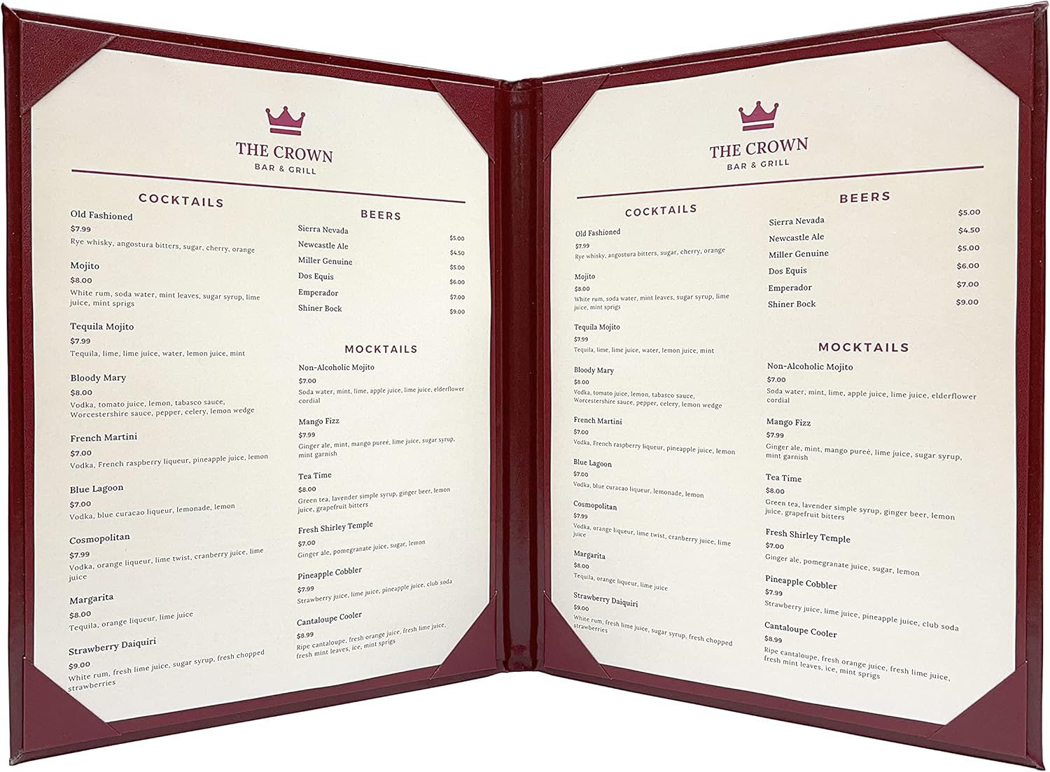 Columbia Casebound Menu Covers by Goodsmart - 5-Pack