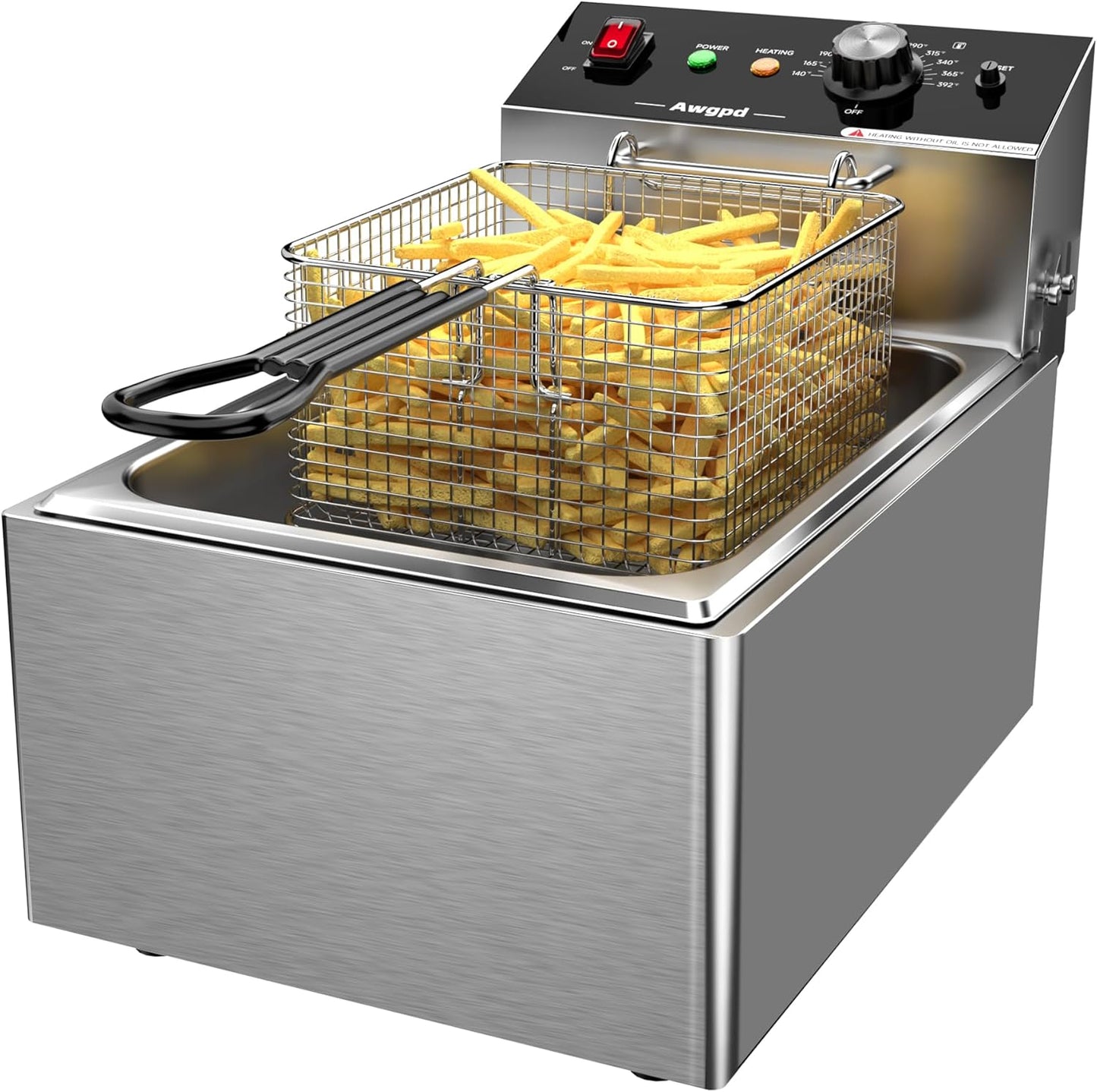 10L Stainless Steel Deep Fryer for Restaurant & Home Use: 1700W Power
