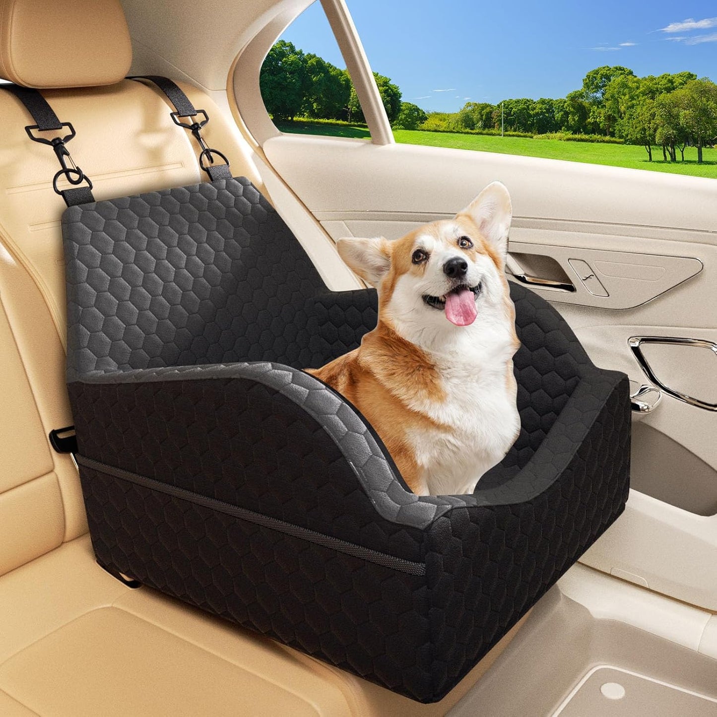 Memory Foam Dog Car Seat - Elevated Travel Bliss