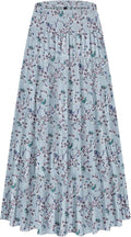 Chiffon High Waist Tiered Pleated Floral Maxi Skirt (Style MT7D)