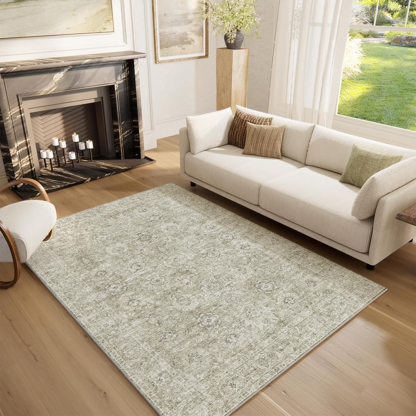 Washable Area Rugs 5ftx7ft Non-Slip Vintage Boho for Homes