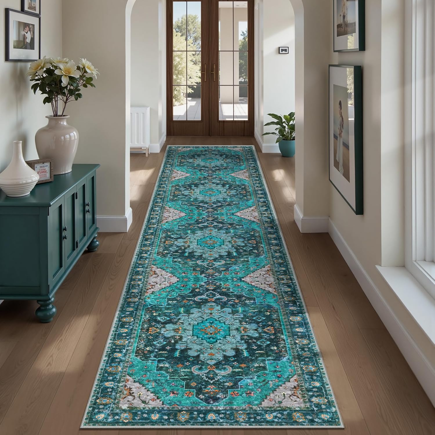 Ciicool Washable Vintage Runner Rug for Hallways and Kitchens
