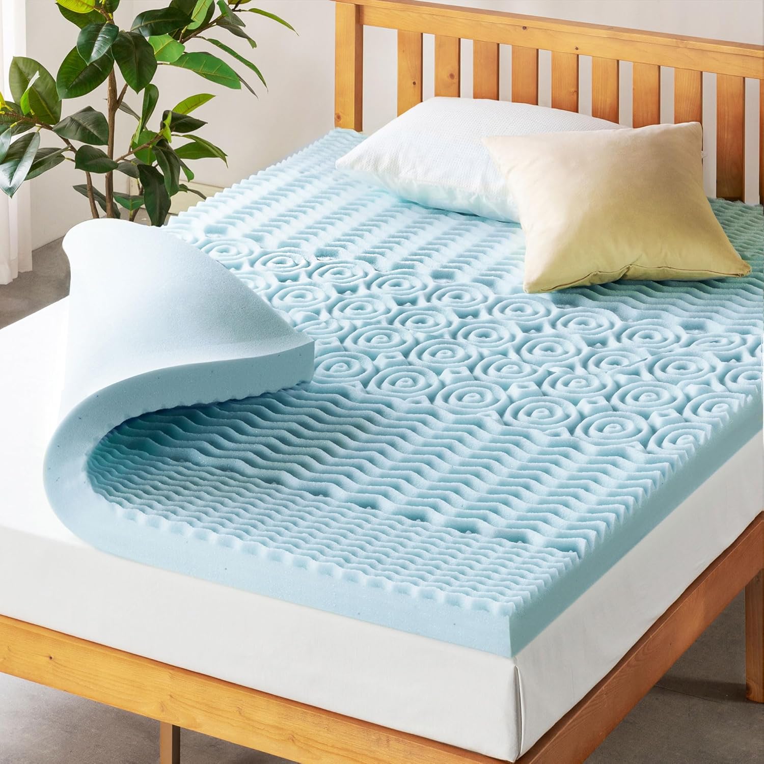 Mellow 4 Inch 5-Zone Memory Foam Mattress Topper for Comfort