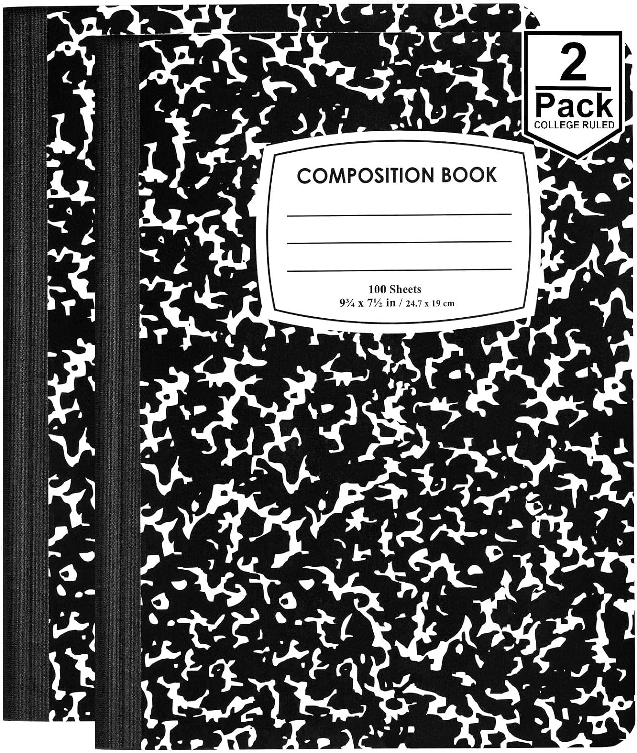 ENVO Black Marble Wide Ruled Notebooks, Bulk Pack of 2