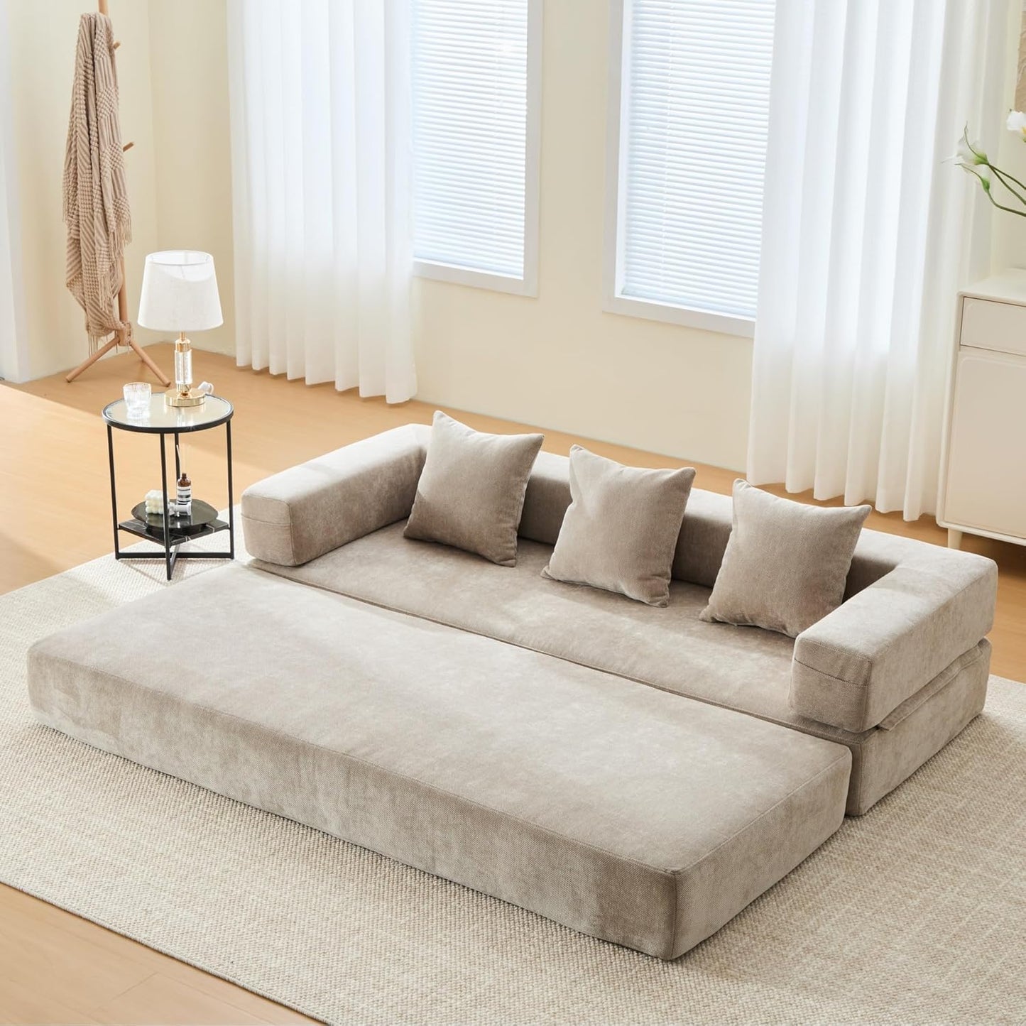 Convertible Floor Sofa Bed with Storage Pocket for Modern Living