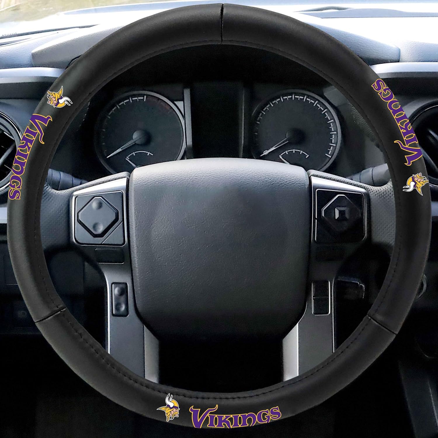 Minnesota Vikings Genuine Leather Steering Wheel Cover for Cars