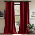 Red Velvet Curtains 62 in Width 2 Panels - Plush Blackout Drapes