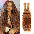 Human Braiding Hair 24 Inch Honey Blonde Deep Wave Extensions