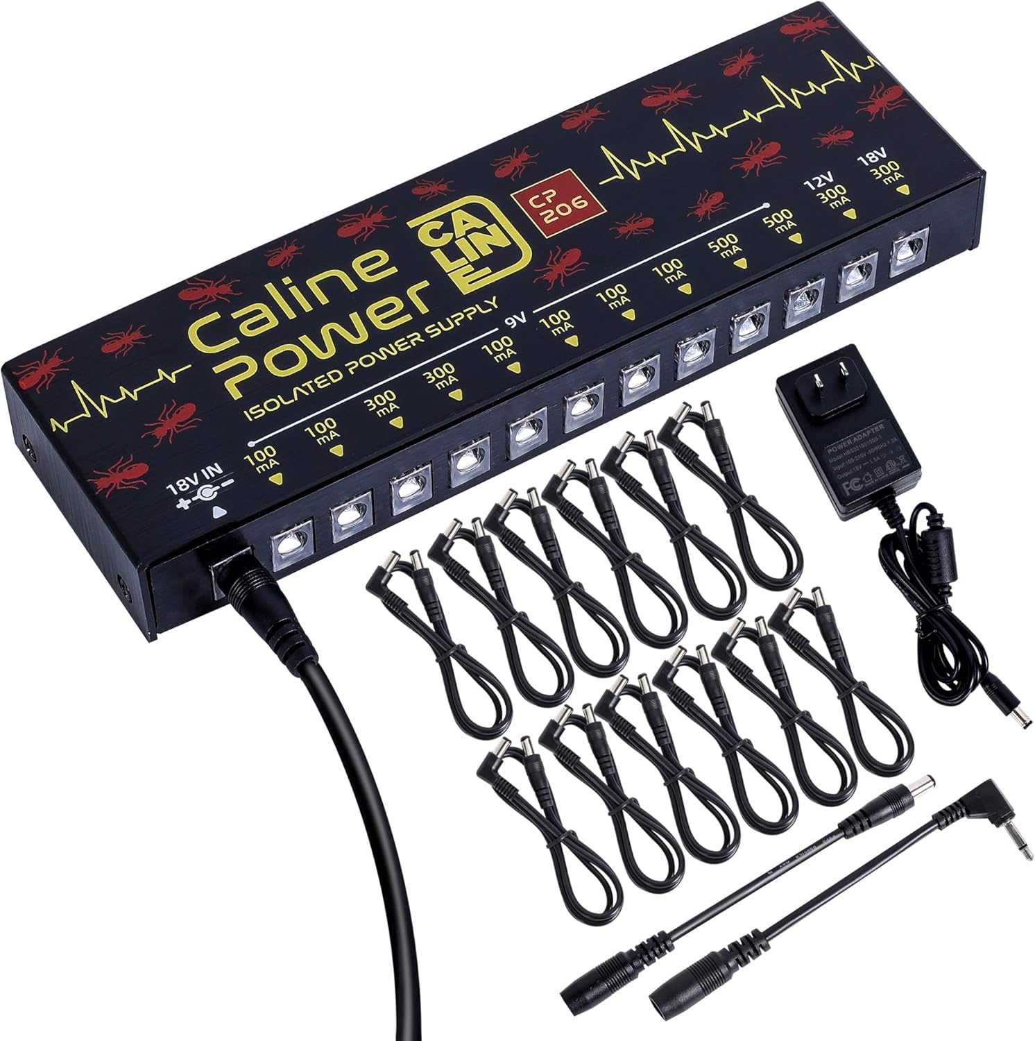 Caline Guitar Pedal Power Supply with 12 Outputs for Musicians