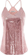GRACE KARIN Women's Sequin Tank Top - Sparkle Camisole Vest