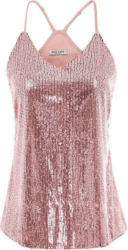 GRACE KARIN Women's Sleeveless Sparkle Shimmer Camisole Vest