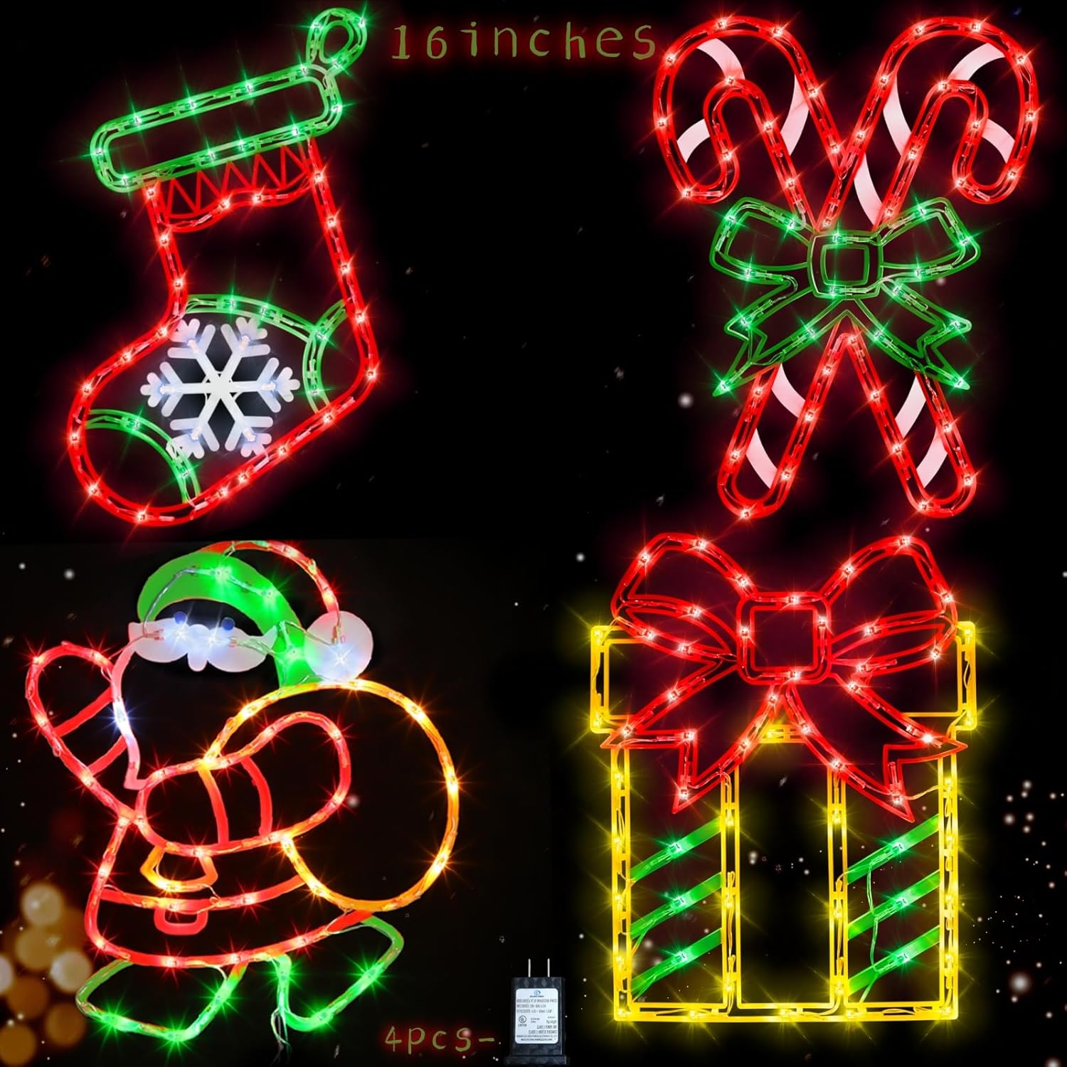 16 Inch Christmas Window Silhouette Lights for Holiday Decor