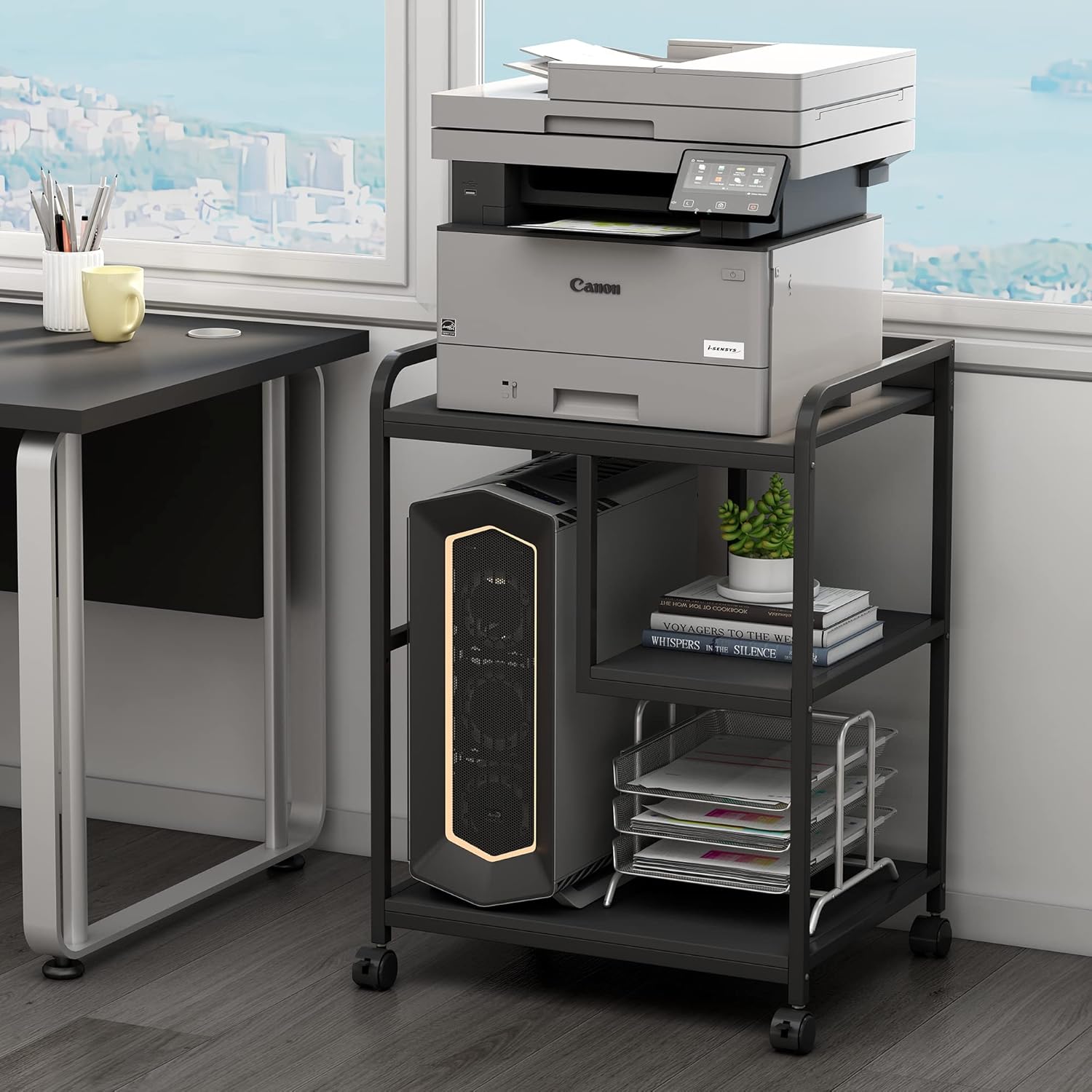 Printer Stand with Storage Shelf for Home Office Organization