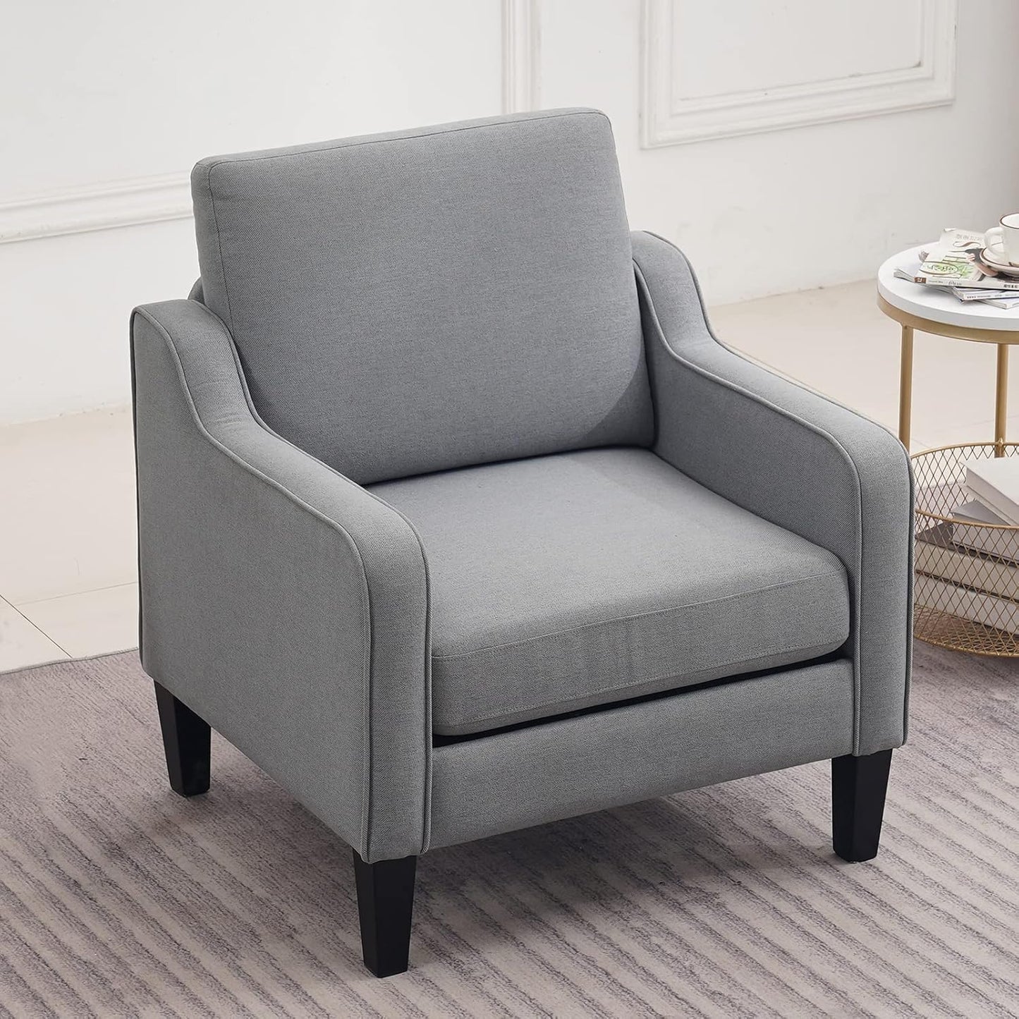 Cozy Mid-Century Grey Accent Chair by VINGLI