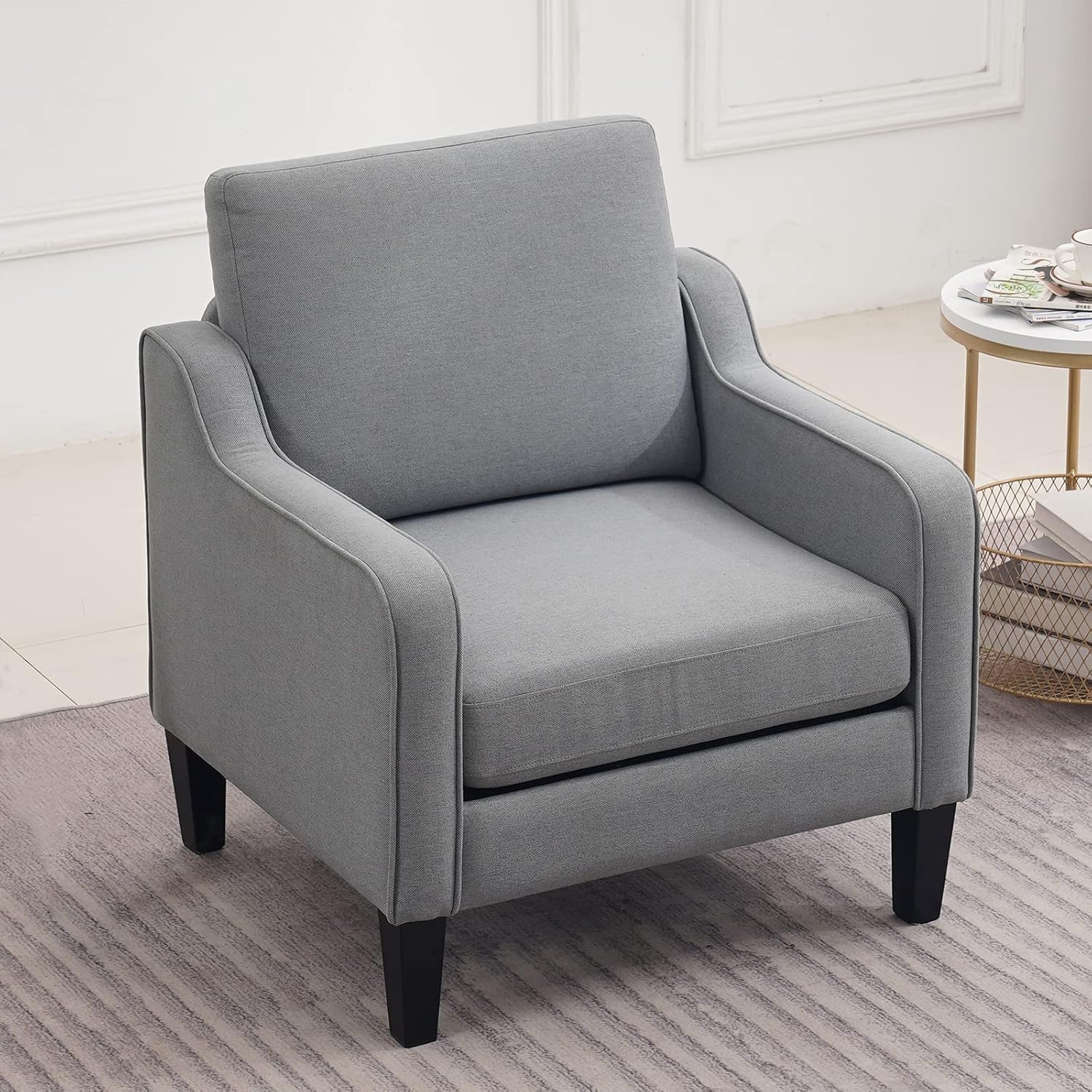 Cozy Mid-Century Grey Accent Chair by VINGLI