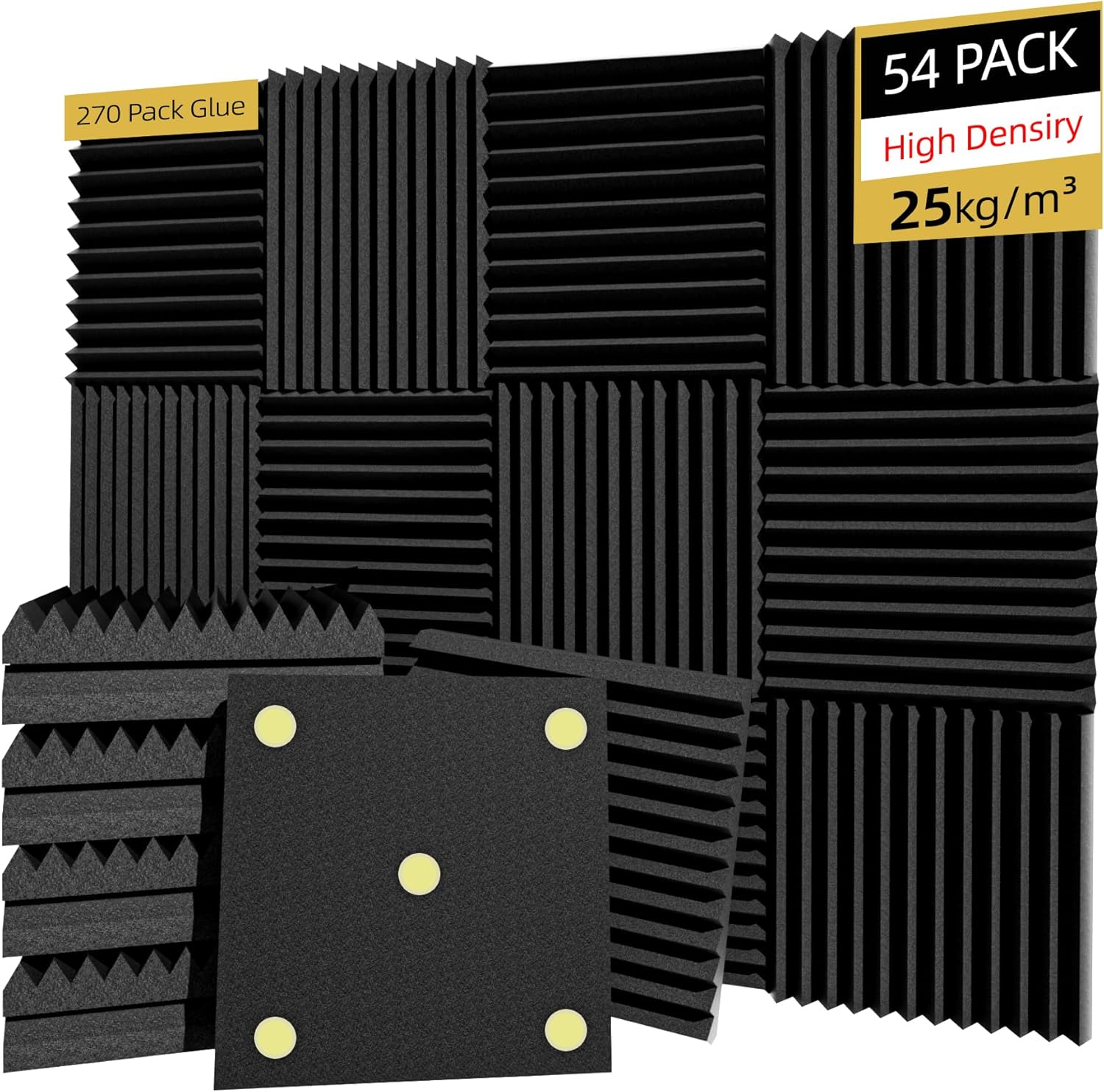 54 Pack Sound Proof Foam Panels for Superior Acoustic Treatment