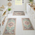 Boho Kitchen Rug Set of 3, Non Slip Washable Faux Wool Mats
