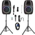 Pair Alphasonik 12ft Powered 1500W PRO DJ Speakers - Complete PA Kit