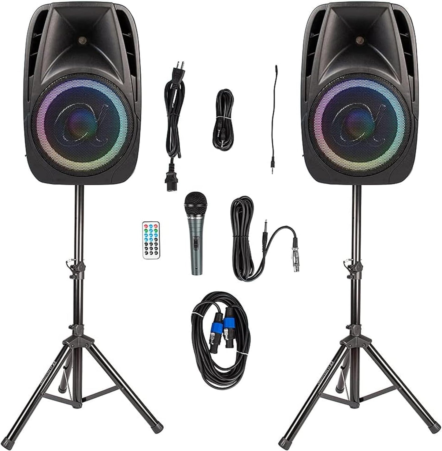 Alphasonik 12in Powered 1500W PRO DJ Speakers with Bluetooth