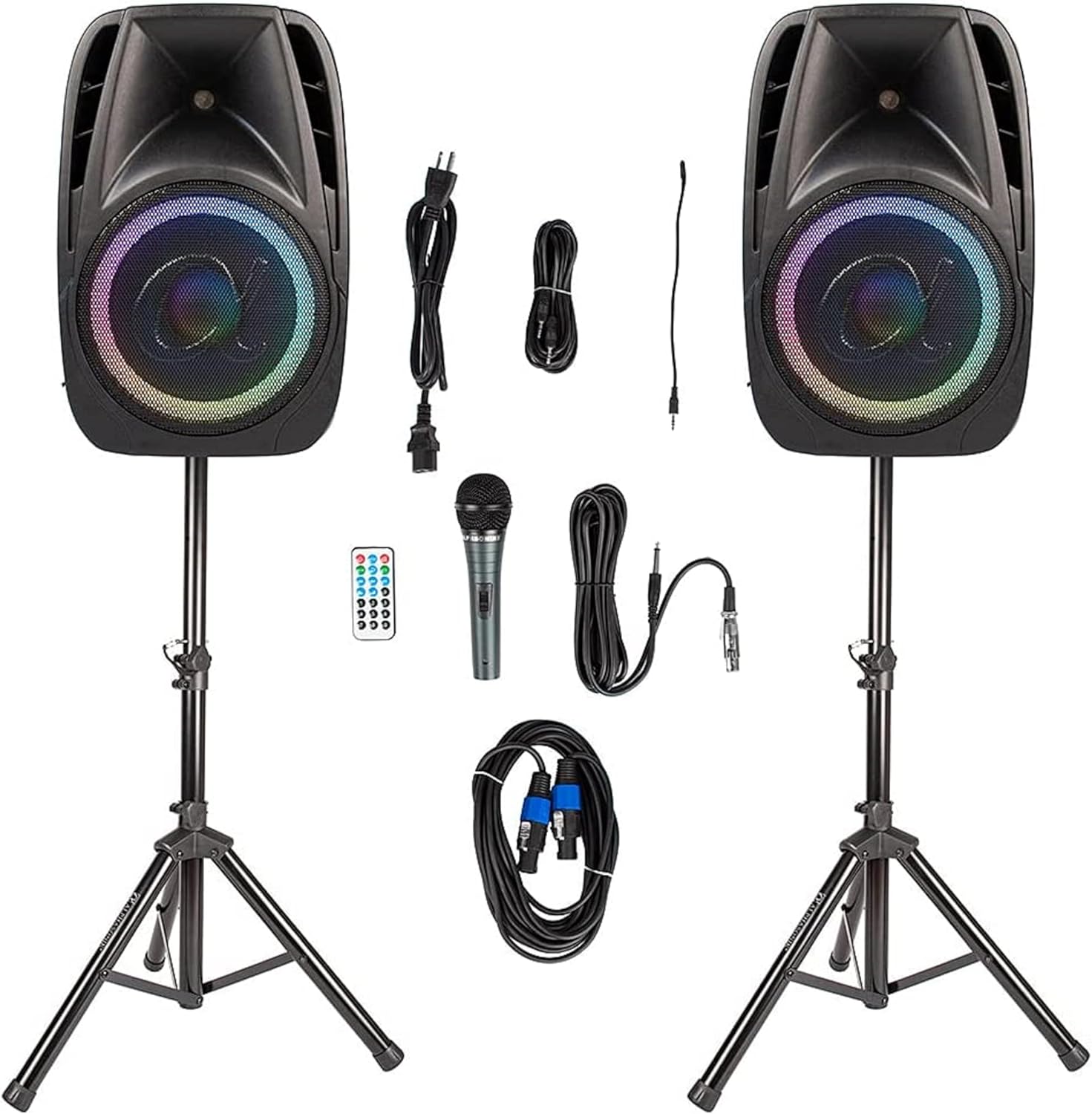Alphasonik 12in Powered 1500W PRO DJ Speakers with Bluetooth