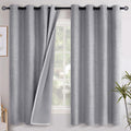 Grey Linen Blackout Curtains 68 in Length - Full Light Blocking Panels