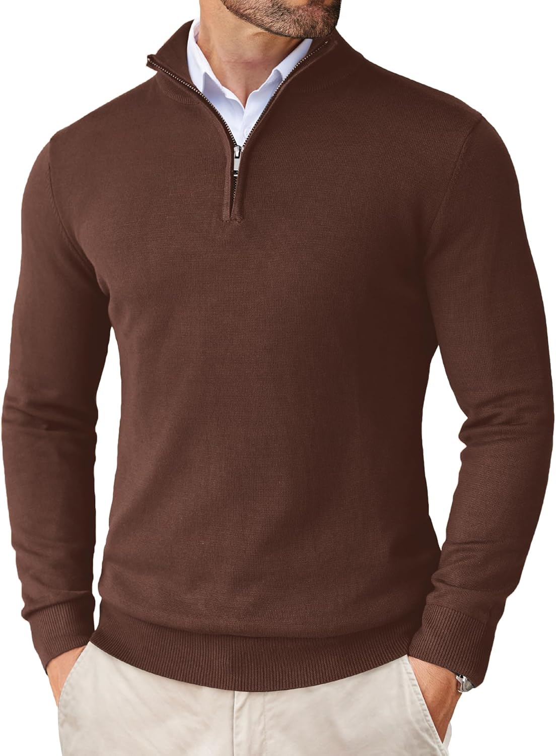 COOFANDY Men's Quarter Zip Up Sweaters for Stylish Comfort