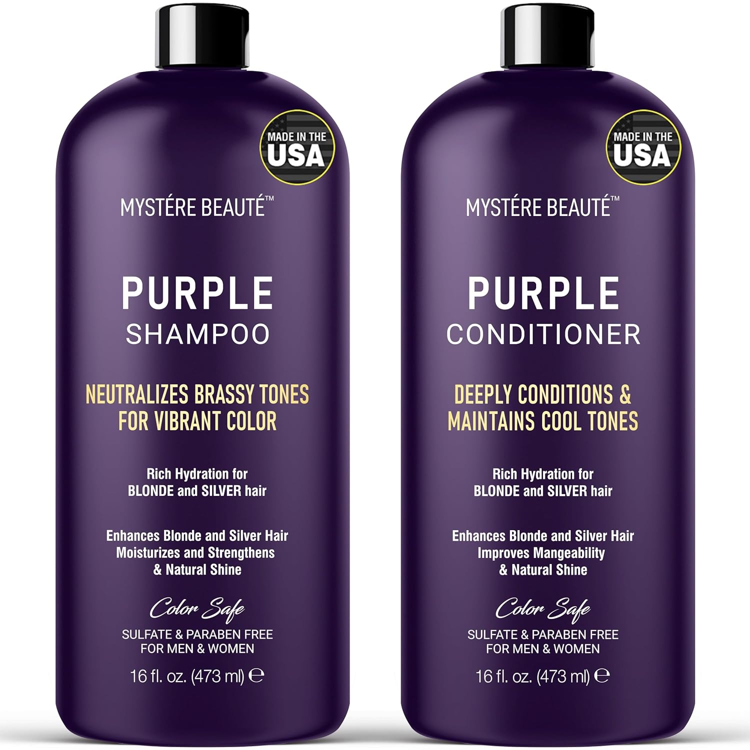 Vibrant Color Protection Set for Blonde, Silver, Gray Hair - Sulfate Free - 16 oz