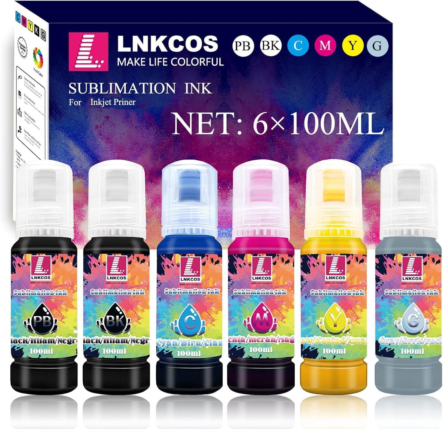 600ML Sublimation Ink for ET-8500 ET-8550 Printers - Vivid Colors