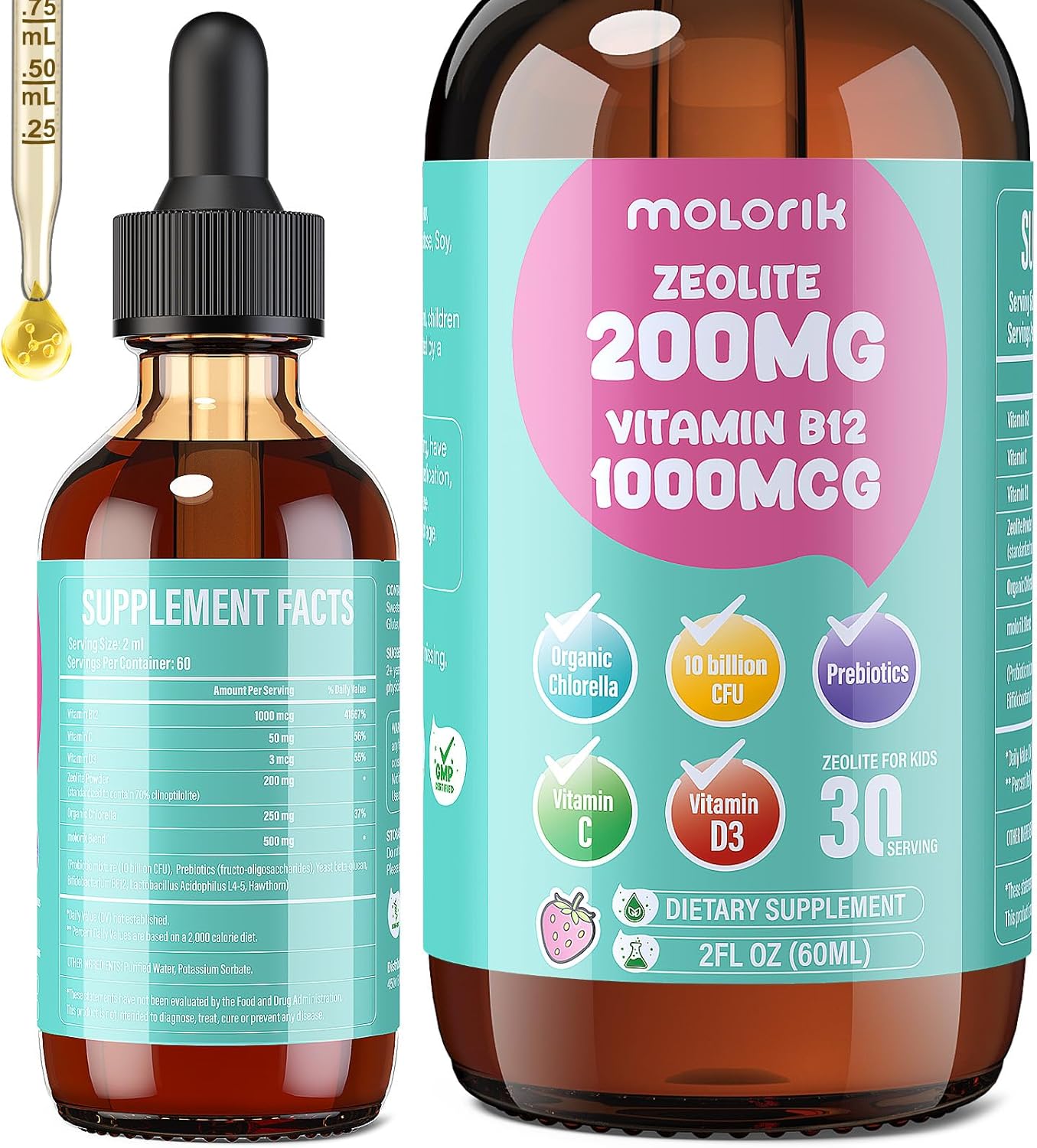 Natural Zeolite Detox for Kids with Vitamin B12 & Chlorella