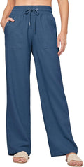 Women Linen Pants Wide Leg Casual Palazzo Pants - Breathable Summer go