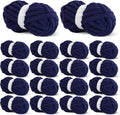 Navy Blue Chunky Chenille Yarn for Crocheting and Knitting - Jumbo