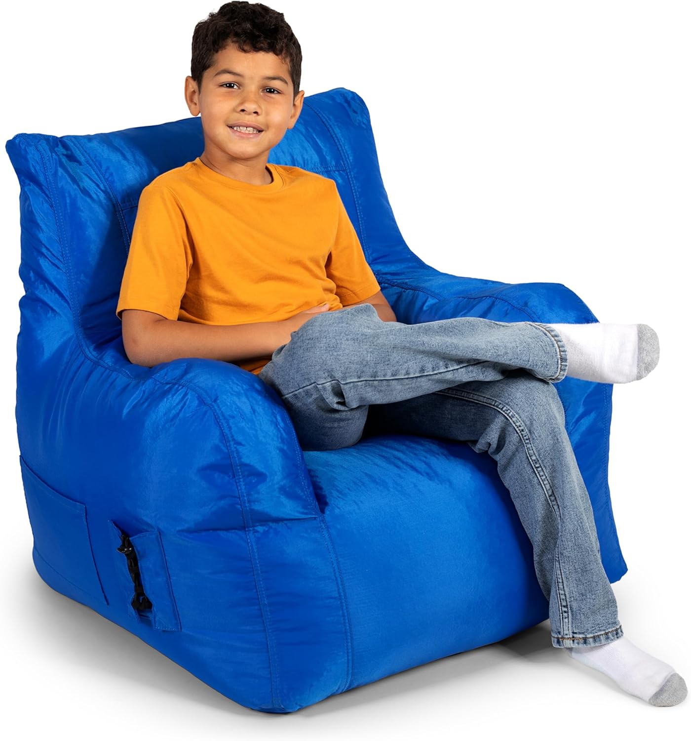 Big Joe Dorm Bean Bag Chair with Drink Holder and Pocket, Sapphire