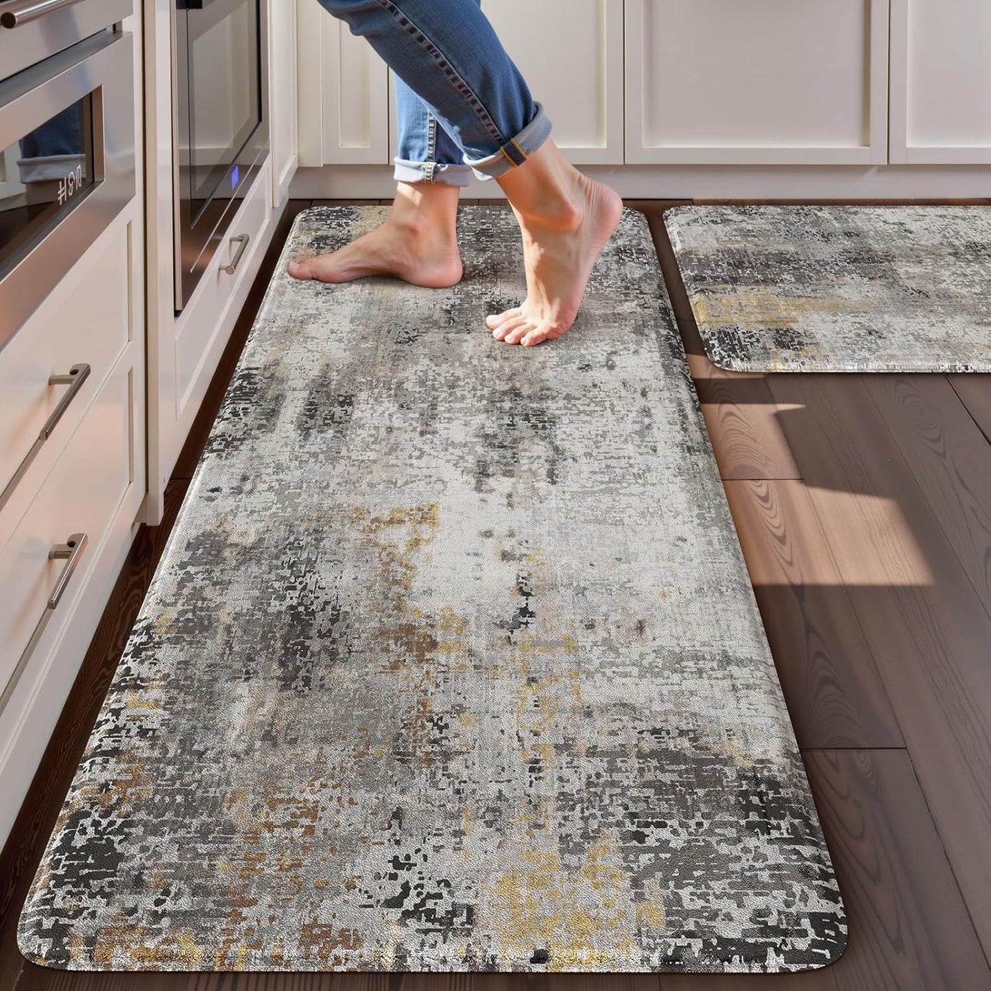 LEEVAN Kitchen Mats Cushioned Anti Fatigue Set of 2 for Comfort