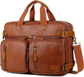 Men Vegan Leather Briefcase Backpack Hybrid 17 Inch Laptop Bag