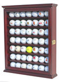 Golf Ball Display Case Cabinet Wall Rack - Cherry Finish, Lockable