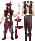 Mens Caribbean Pirate Costume for Men - Sea Captain Robber Outfit