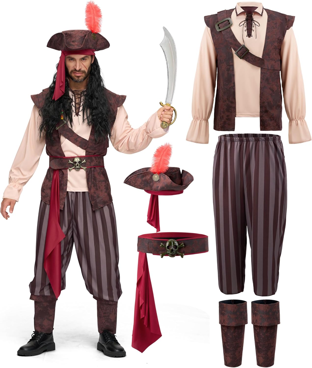 Caribbean Pirate Costume for Men - Perfect for Halloween Fun