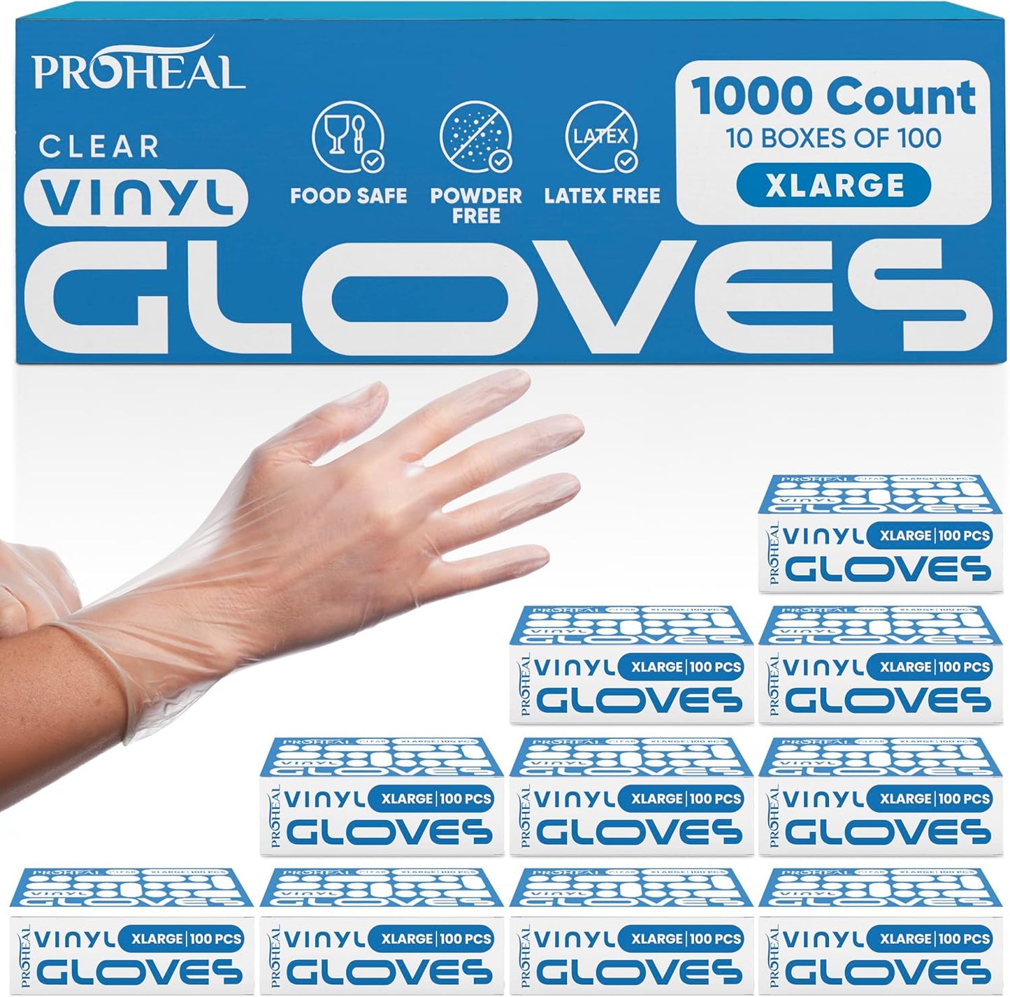 ProHeal Clear Vinyl Disposable Gloves for Food Safety and Cleaning