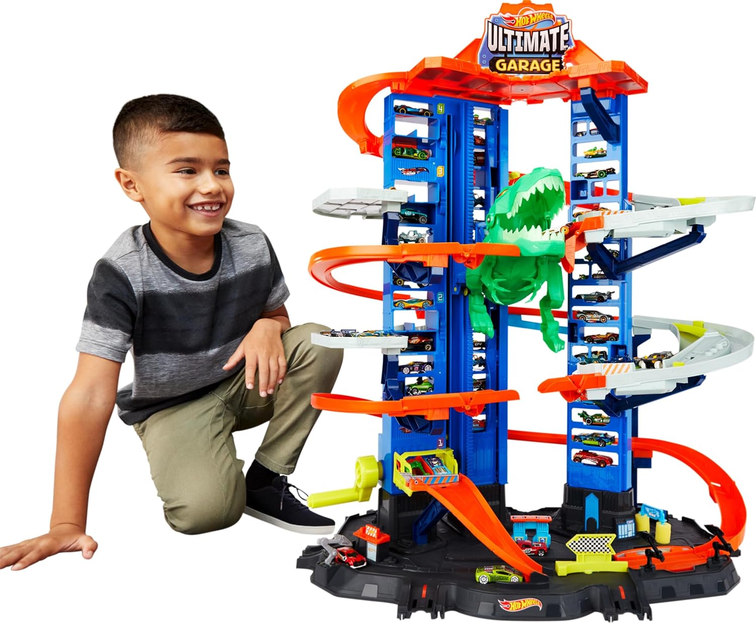 Hot Wheels Ultimate Garage Track Set with Dino and Storage