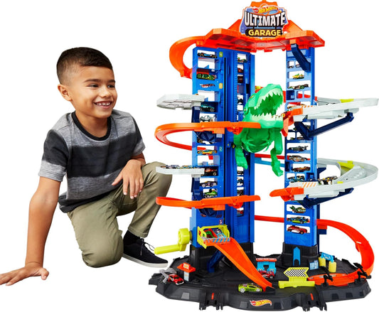 Hot Wheels Ultimate Garage Track Set with Dino and Storage