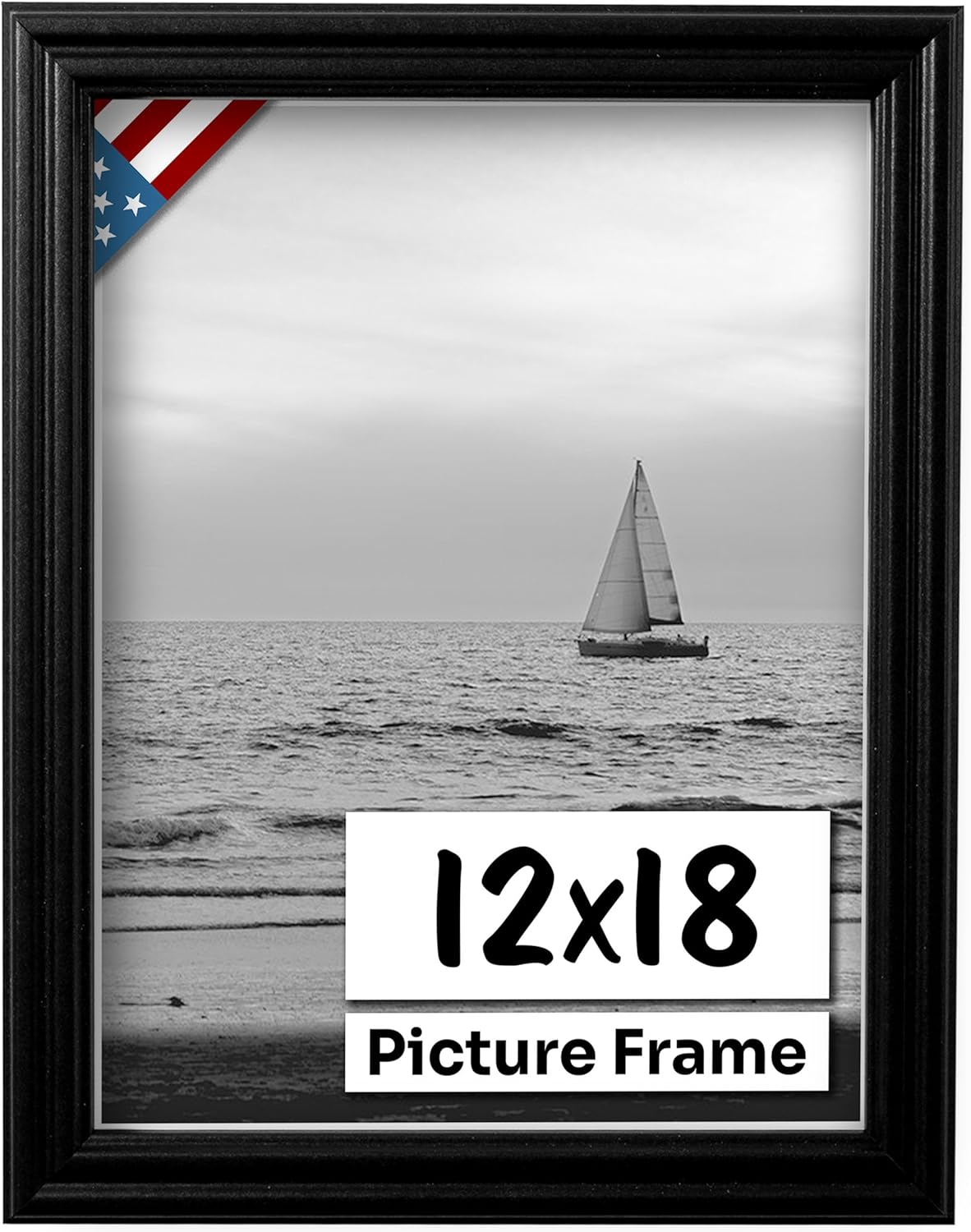 Black 12x18 Picture Frame with UV-Blocking Plexiglass and Hangers