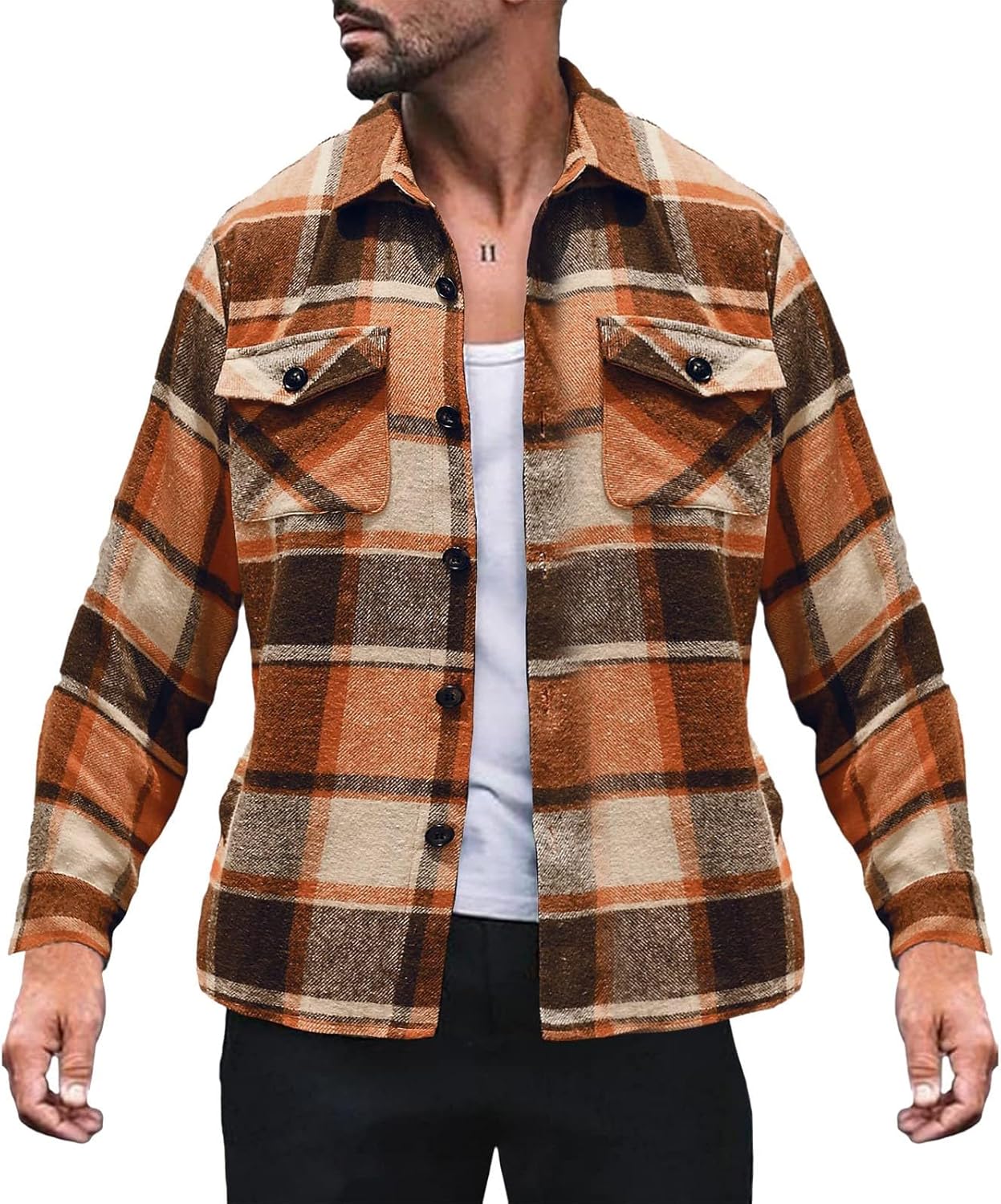 Men's Plaid Flannel Ski Jacket: Hooded, Thick & Casual