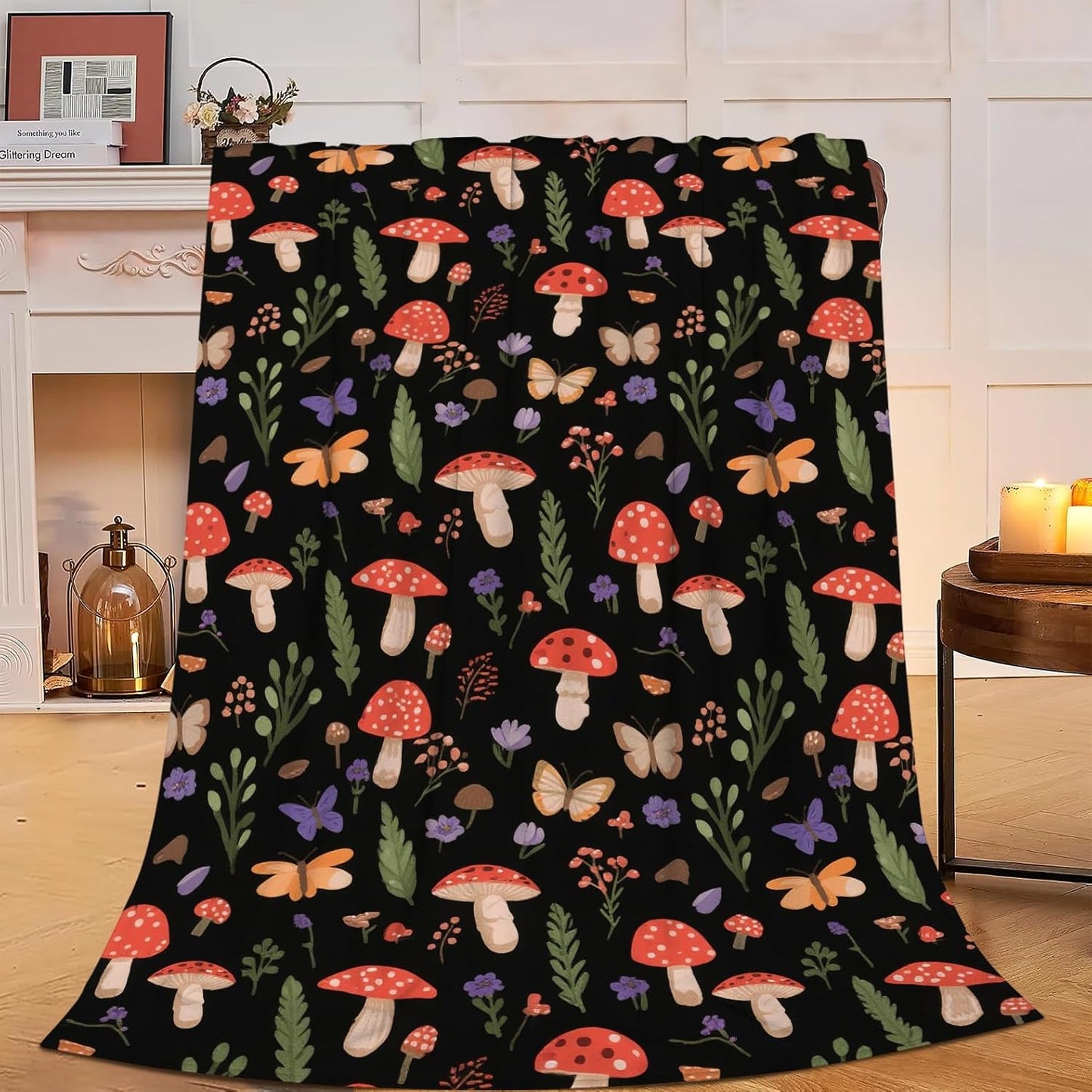 Red Mushroom Throw Blanket - Cozy Plush Fleece Bedding Gift