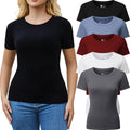 Crew Neck T Shirts for Women 3/5 Pack - Fitted Daily Casual Tops