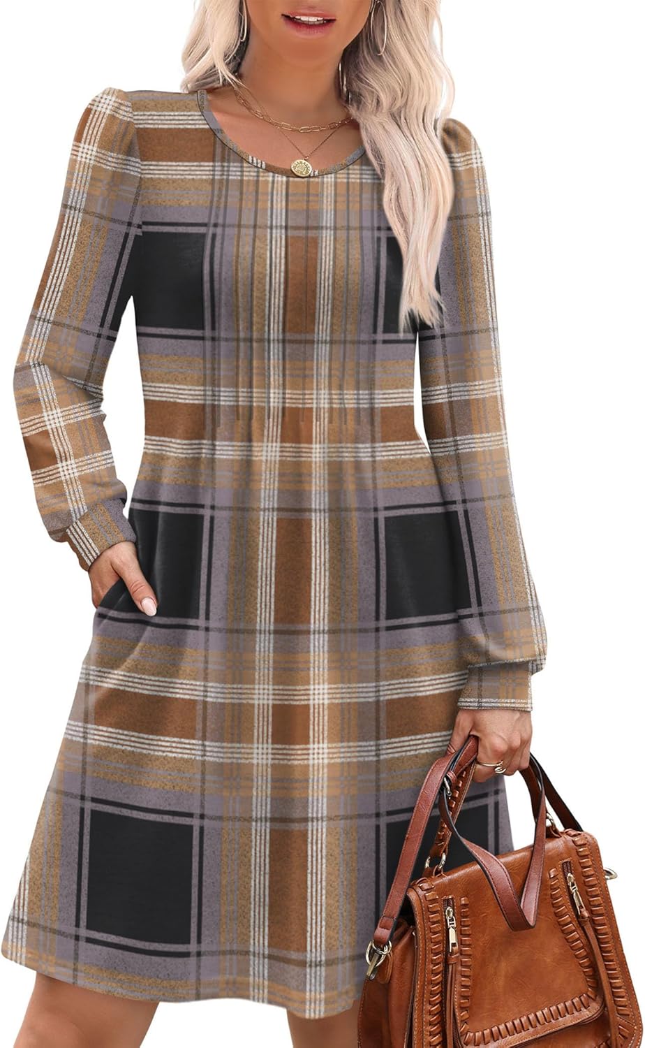 OFEEFAN Long Sleeve Dress for Women with Pockets and Style