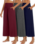 Huukeay Wide Leg Cropped Pants for Women with Pockets