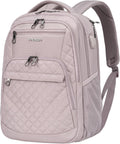 17 in Quilted Dusty Pink Laptop Backpack - Water-Repellent