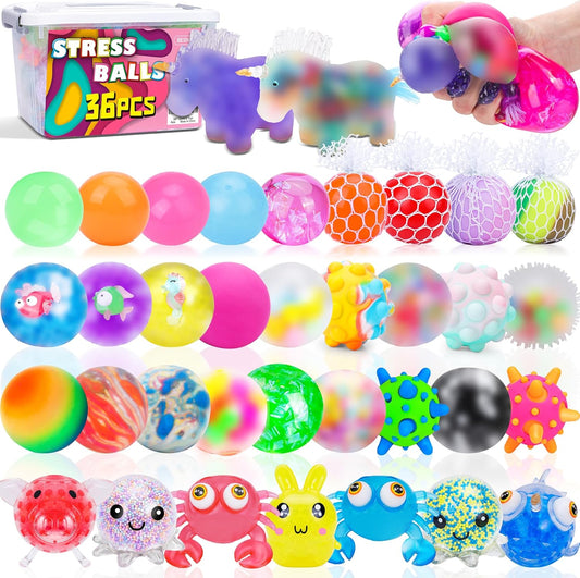 36 Pack Stress Balls for Adults - Fun Fidget Stress Relief Set