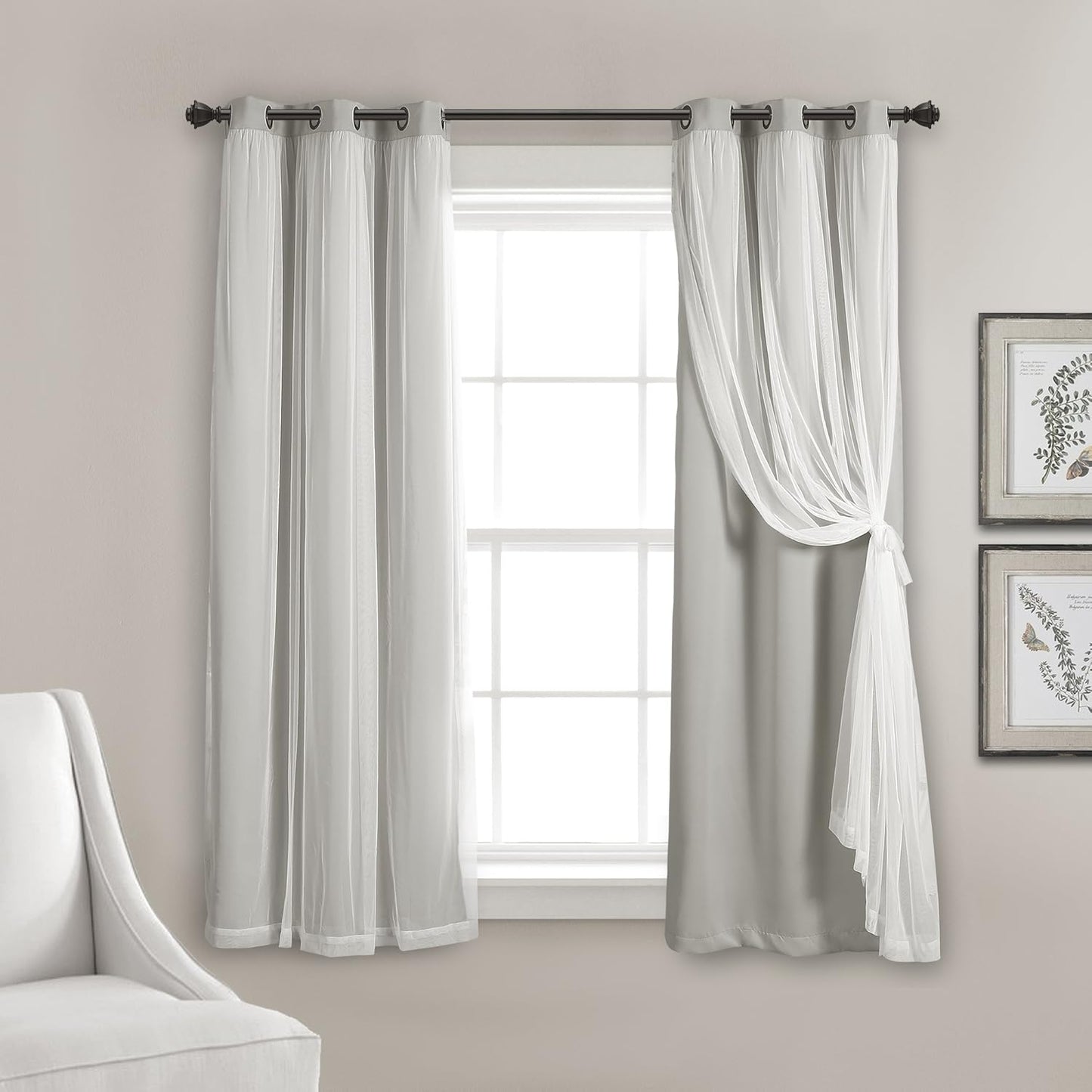 Elegant Blackout Curtains with Sheer Overlay for Bedroom Decor